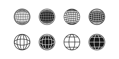 Wall Mural - globes vector icons. earth globe or world globe. globe black icon