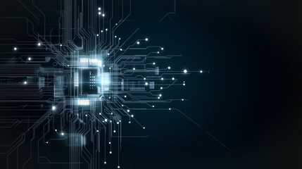 Wall Mural - cybernetic core: high-tech view of a central processing unit with intricate circuitry and data strea