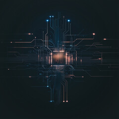 Wall Mural - digital nexus: futuristic abstract illustration of an interconnected circuit board, featuring a glow