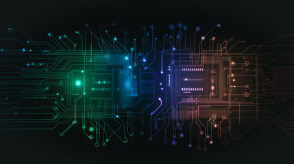 Wall Mural - digital circuit board: a captivating graphic showcasing an intricate circuit board with a fusion of 