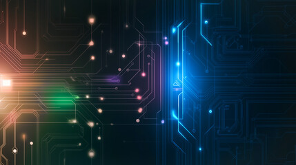 Wall Mural - illuminating digital networks: a vibrant, stylized representation of interconnected circuits glows w