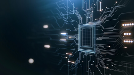 Wall Mural - circuit board with glow: a vibrant circuit board illuminates, its intricate pathways and central pro