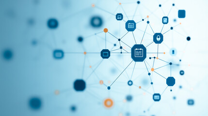 Wall Mural - interconnected digital network: an intricate illustration showcasing a network of interconnected nod