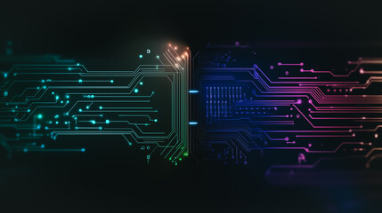 Wall Mural - interconnected circuitry: an artistic, vivid depiction of interconnected circuits, showcasing digita