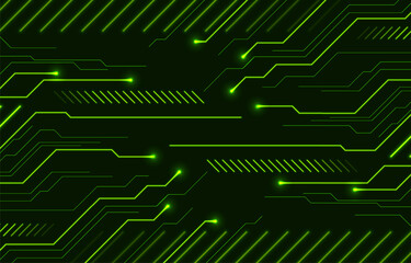 Sticker - abstract green neon technology background with circuit board lines. futuristic computer chip vector 
