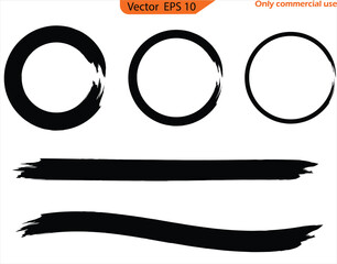 Wall Mural - Vector set of black and white labels. Black paint, ink brush strokes, brushes, lines set. Ink brush strokes bundle. 