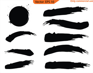 Wall Mural - set of grunge ink splashes. black ink line, grunge brush strokes, ink paint set, eps 10. clip art, p