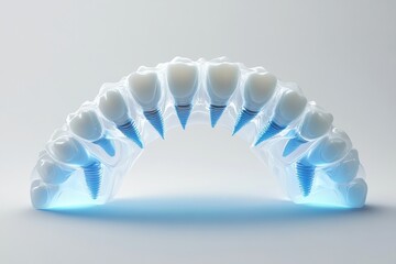 Aufkleber - Detailed 3D model of a dental arch showcasing implant placement among natural teeth for educational purposes Generative AI