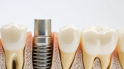 Aufkleber - High quality dental implant showcasing fine metal texture and ceramic accents on smooth white background Generative AI