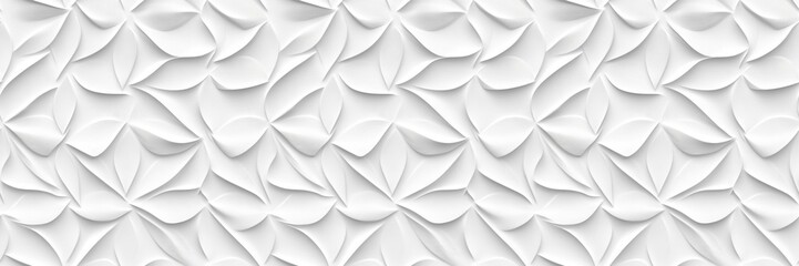 Leinwandbilder - White geometric leaves 3d tiles texture Background banner panorama, seamless pattern