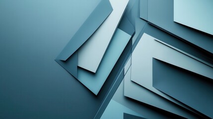 Aufkleber - Professional paper art background with geometric shapes in muted blue and gray tones for reliable document presentation Generative AI