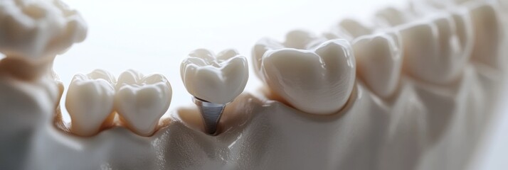 Aufkleber - High quality 3D model of dental arch featuring a single implant among natural teeth for educational purposes Generative AI
