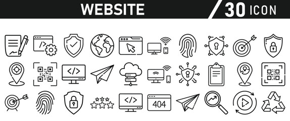 Wall Mural - website icon set inliner style. website set icon vector. for computer and mobile. vector illustratio