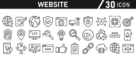 Wall Mural - website icon set inliner style. website set icon vector. for computer and mobile. vector illustratio