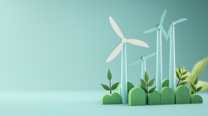 Wall Mural - Bright future for renewable energy illustrated with a green graph.