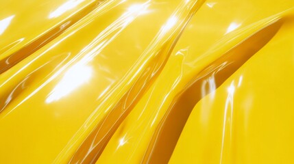 glare, close-up, yellow solid background, strong sunlight glare hitting a shiny surface, bright reflections extending outward in sharp lines.