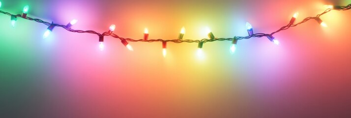 Fototapete - colorful glowing garland lights brighten a soft gradient background generative ai