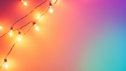 Aufkleber - Colorful glowing lights arranged in a festive garland on a soft gradient background adding warmth to any celebration Generative AI