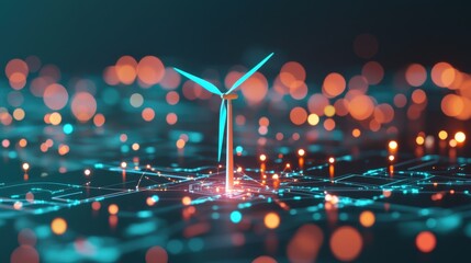 Wall Mural - energy innovation visualized with vibrant data and wind power.