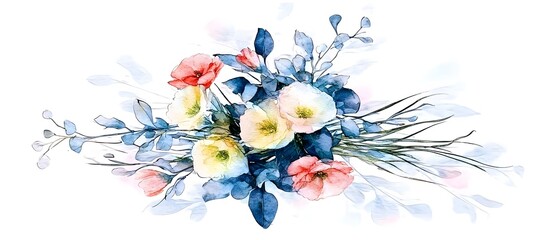 Fototapete - A graceful and watercolor flower soft flowing brushstrokes with a harmonious mix of bold and pastel hues capturing the essence of natural beauty