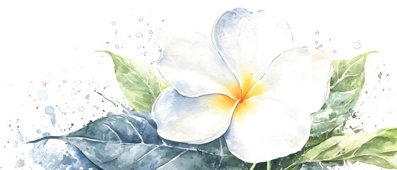 Poster - Romantic and Serene Watercolor Flower Painting Highlighting the Softness of Petals and the Depth of Lush Greenery with Beautifully Blended Hues Ideal for Wall Art and Interior Decor