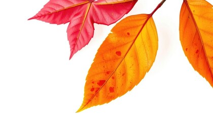 Wall Mural - single autumn leaf isolated on pure white backdrop, detail, autumn