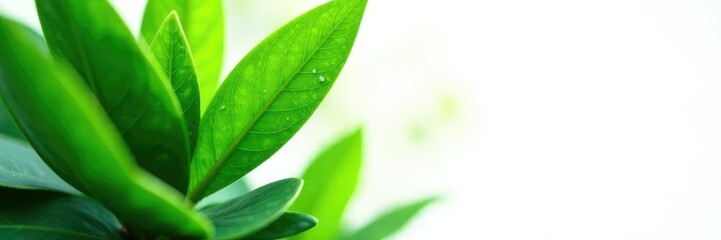 Wall Mural - Leafy green foliage isolated on white background, nature, botanical