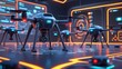 © julfiar - Dynamic image of autonomous AI-powered drones collaborating in a virtual environment with glowing interface overlays. Suitable for representing future innovations in automation and robotics