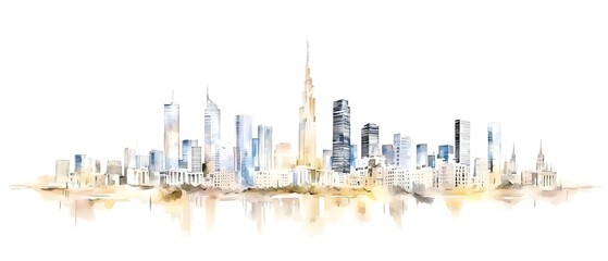 Aufkleber - Elegant and contemporary watercolor print of the iconic Milan skyline