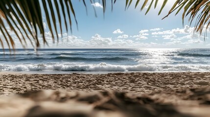 Poster - Mesmerizing Oceanic Panorama Showcasing the Harmonious Union of Sky Waves and Shore   A Serene and Captivating Coastal Landscape Evoking Feelings of Wonder and Tranquility