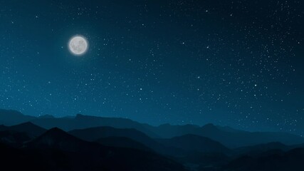 Wall Mural - a night sky panorama with stars and moon