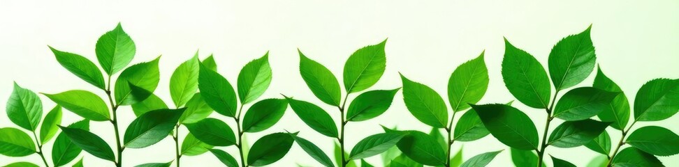Wall Mural - Leafy green foliage isolated on white background, plant, nature, tree