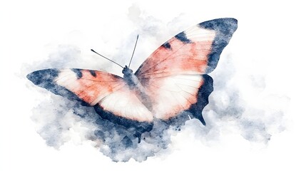 Leinwandbilder - Captivating Watercolor Butterfly with Harmonious Geometric Abstract Design Blending Organic Nature and Contemporary Art