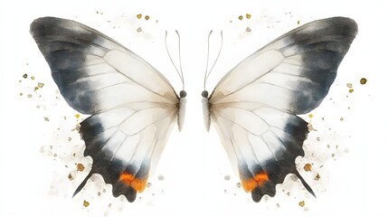 Fototapete - Captivating and abstract geometric butterfly design painted in radiant watercolor tones its angular yet organic structure celebrating the harmony between technology nature and expression