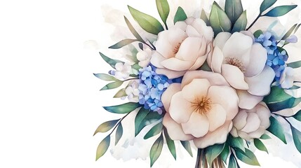 Aufkleber - Exquisite floral bouquet featuring elegant orchids and delicate roses painted in soft harmonious colors with intricate details that capture the essence of natural beauty and grace