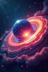 Wall Mural - spheres of light merge with a swirling vortex, luminous, swirling