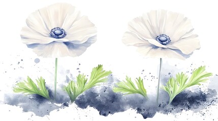 Poster - A dreamlike floral watercolor artwork depicting glowing X ray inspired flowers with intricate veins and soft hues standing out against a bold black and white contrast