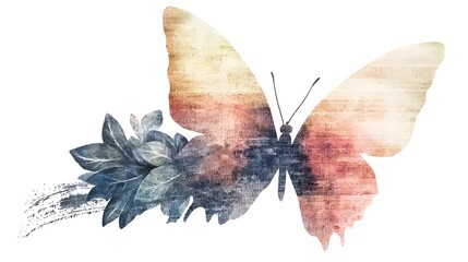 Poster - A graceful and depiction of a purple butterfly painted with soft gradients and vivid textures capturing its ethereal nature and delicate wing structure in an exquisite