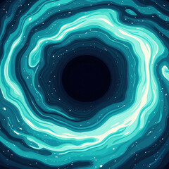 Wall Mural - Teal Swirls Around a Black Hole with Stars