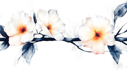 Poster - Beautifully hand painted floral scene where splashes of vibrant pink and orange create a dynamic and romantic watercolor effect celebrating the charm and elegance of nature s blossoms