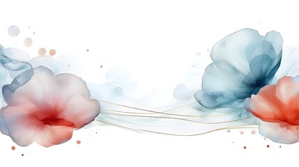 Poster - A dreamy watercolor inspired abstract artwork showcasing a soft blend of pink and blue tones elegantly highlighted by delicate golden lines