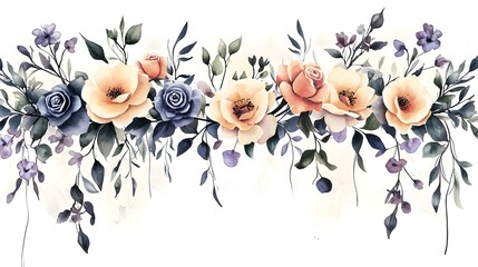 Poster - A beautiful and dreamy watercolor floral arrangement filled with an abundance of delicate romantic blossoms in a soft vibrant color palette  The delicate