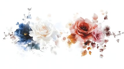 Poster - Stunning impressionistic watercolor floral bouquet with delicate petals soft textures and vibrant hues that create a harmonious botanical masterpiece  Blending rich colors and gentle transitions