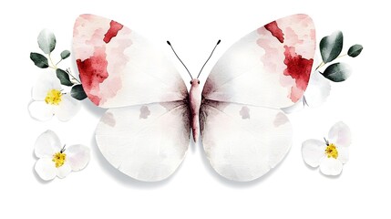 Poster - Mesmerizing digital showcasing the intricate textures and vibrant hues of a pink butterfly designed on a transparent background for easy into projects