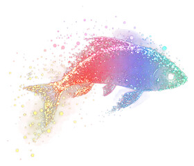 Wall Mural - png colorful acquarius light glitter aquatic fish art.