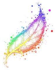 Wall Mural - png colorful leaf shape light glitter art rainbow effect.