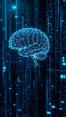 Fototapete - Digital background perfect for tech processes, neural networks, artificial intelligence, data transfer and encryption, digital archives, sound and graphic presentations, science, education