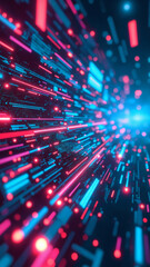 Fototapete - Digital background perfect for tech processes, neural networks, artificial intelligence, data transfer and encryption, digital archives, sound and graphic presentations, science, education