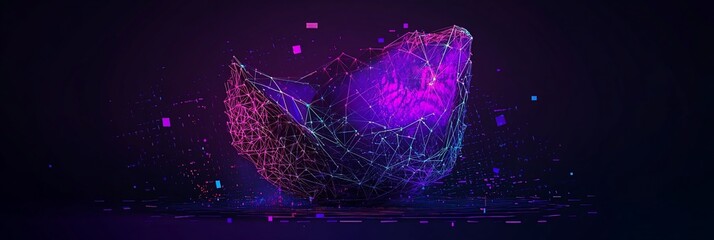 Wall Mural - abstract glowing purple and blue digital fractal.