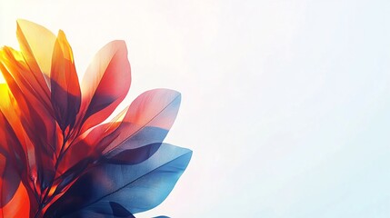 Wall Mural - Colorful leaves, backlit, white background, nature design